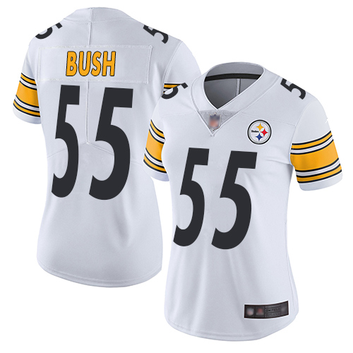 Women Pittsburgh Steelers Football 55 Limited White Devin Bush Road Vapor Untouchable Nike NFL Jersey
